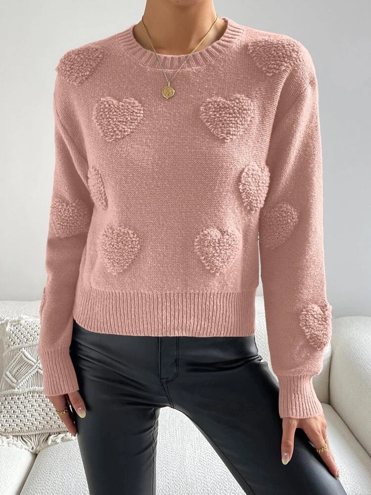 Drop Shoulder Heart Sweater