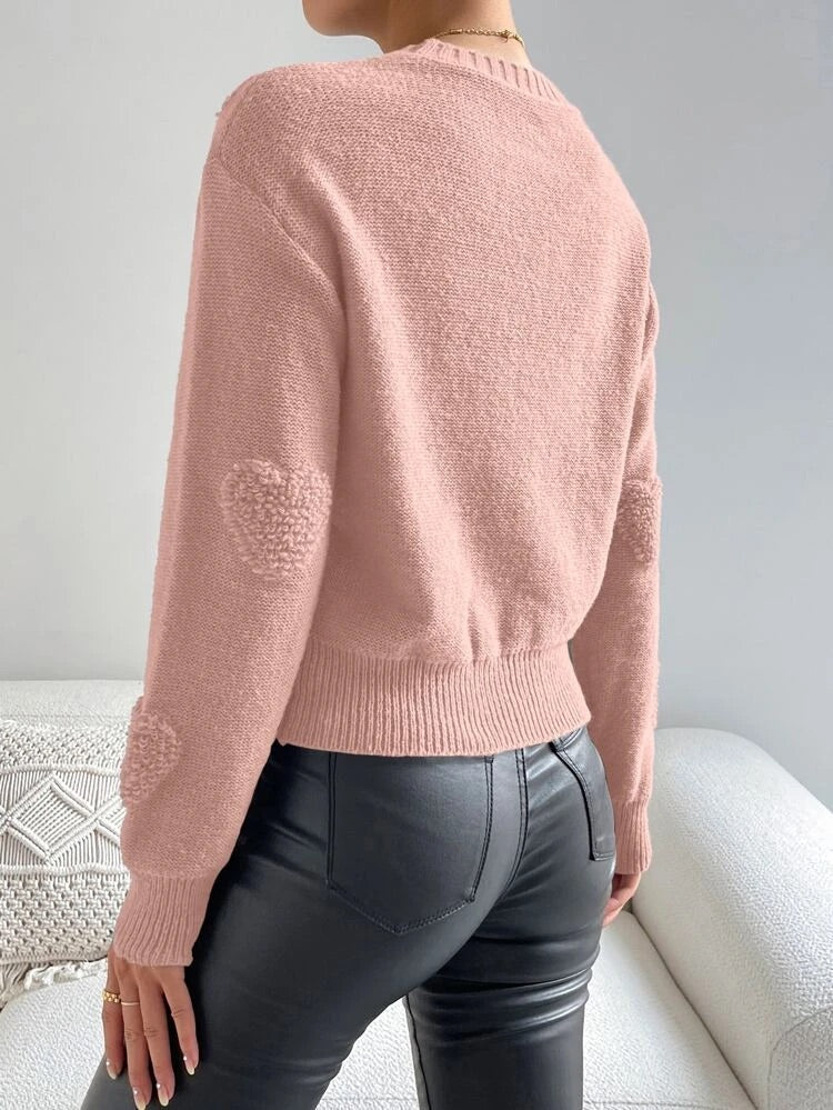 Drop Shoulder Heart Sweater