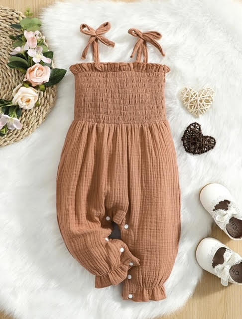 Solid Cotton Terracotta Romper