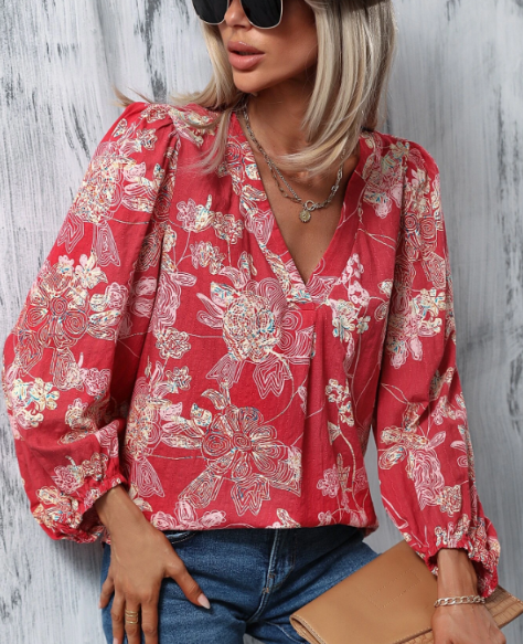 Long Sleeve Floral Blouse