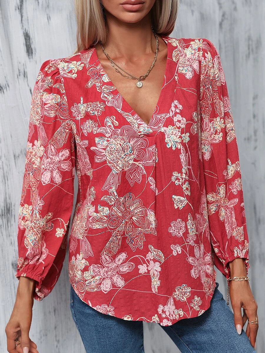 Long Sleeve Floral Blouse